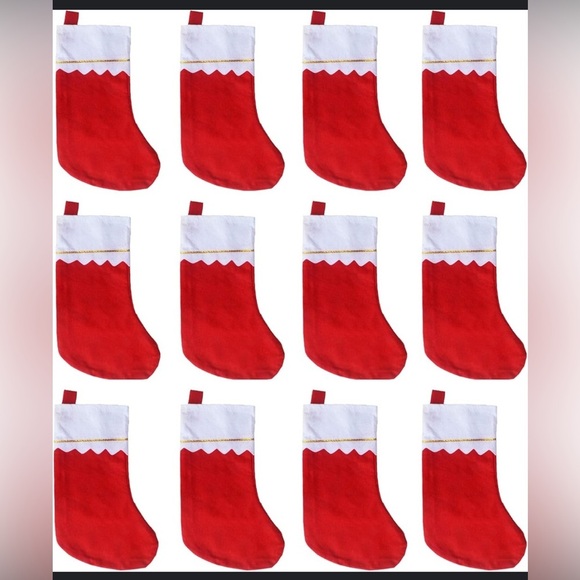 NEW 12 Large Felt Christmas Stockings Red White NWT - Picture 1 of 5